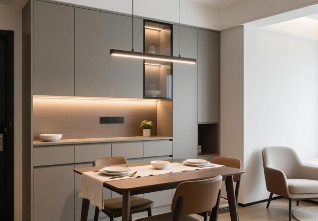 小戶型餐廳餐邊柜這樣裝，省空間還好看